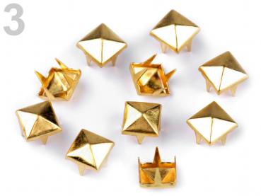 Ziernieten für Kleidung 7x7 Pyramidenförmig Gold